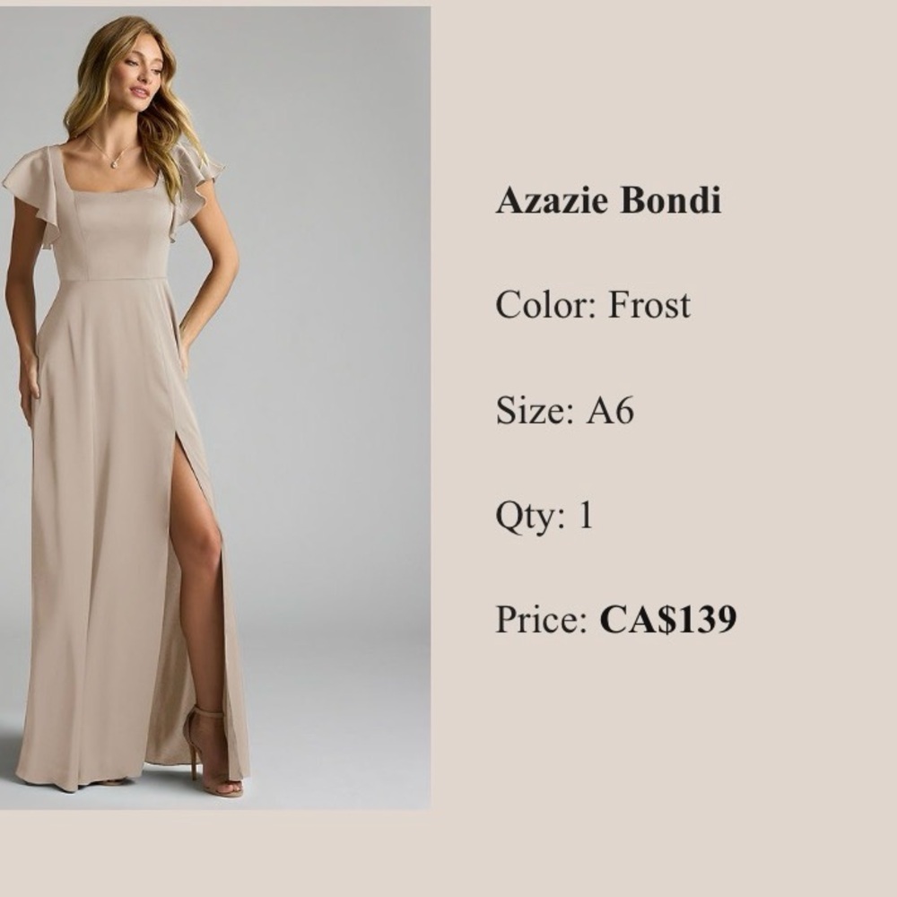 NWT Azazie Bondi Dress in Frost - Picture 3 of 6